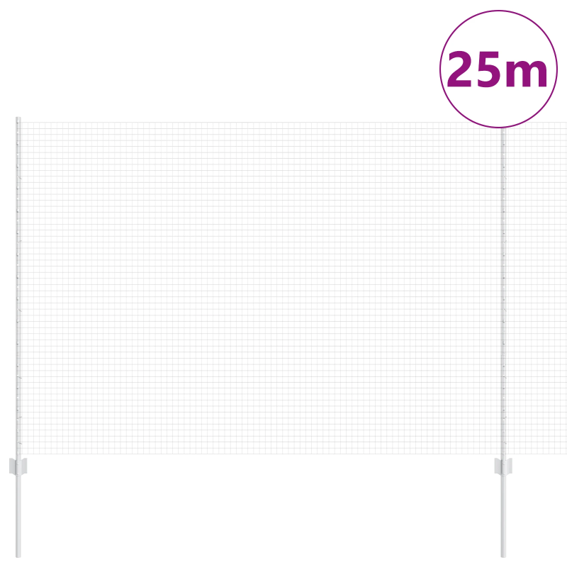 vidaXL Žogs ar stabu Sudraba 1,6 x 25 m Tērauds