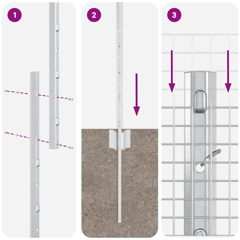 vidaXL Žogs ar stabu Sudraba 1,4 x 50 m Tērauds