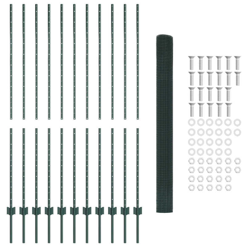vidaXL Žogs ar stabu Zaļa 1,6 x 25 m Tērauds un PVC
