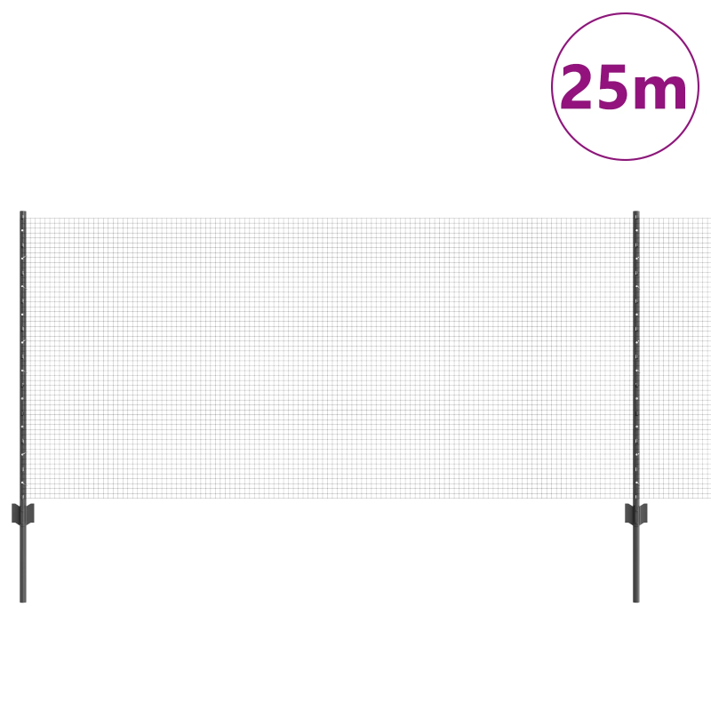 vidaXL Žogs ar stabu Pelēka 1 x 25 m Tērauds