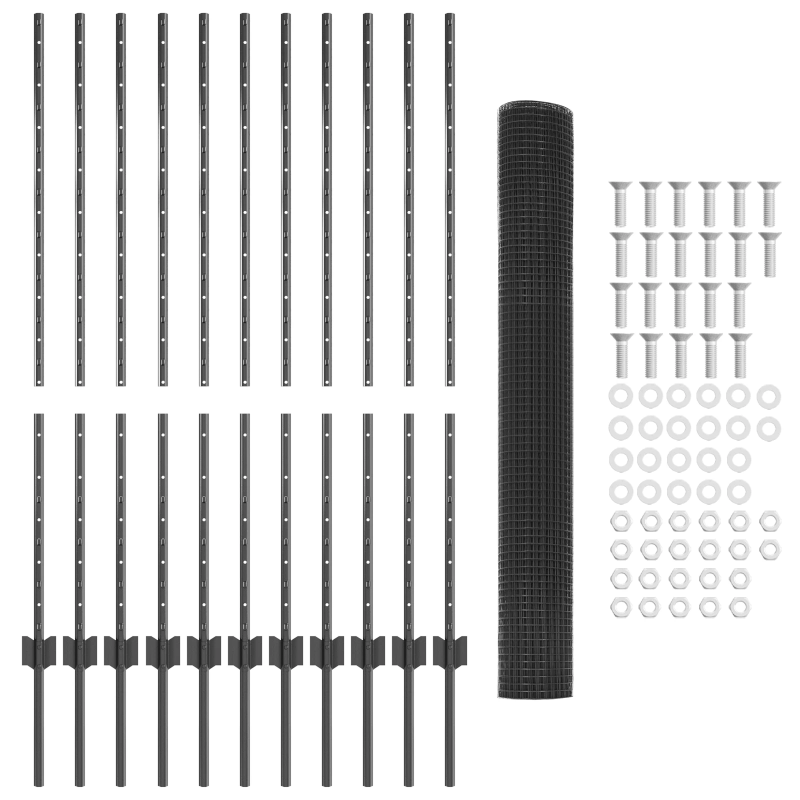 vidaXL Žogs ar stabu Pelēka 1,2 x 25 m Tērauds un PVC