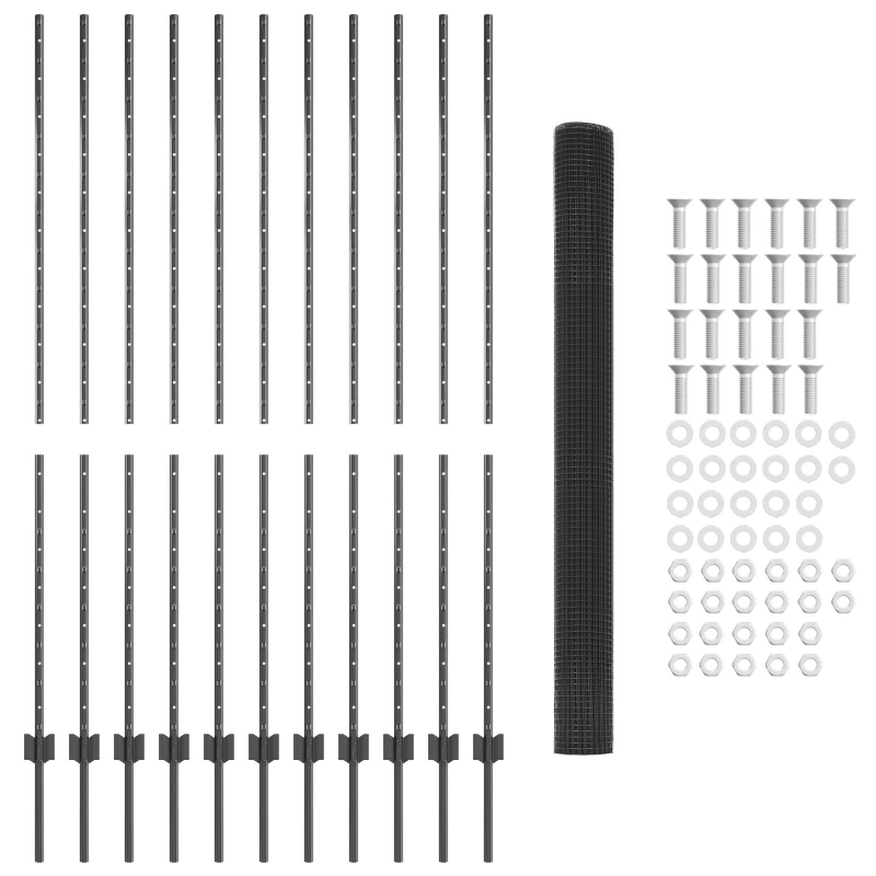 vidaXL Žogs ar stabu Pelēka 1,5 x 25 m Tērauds un PVC