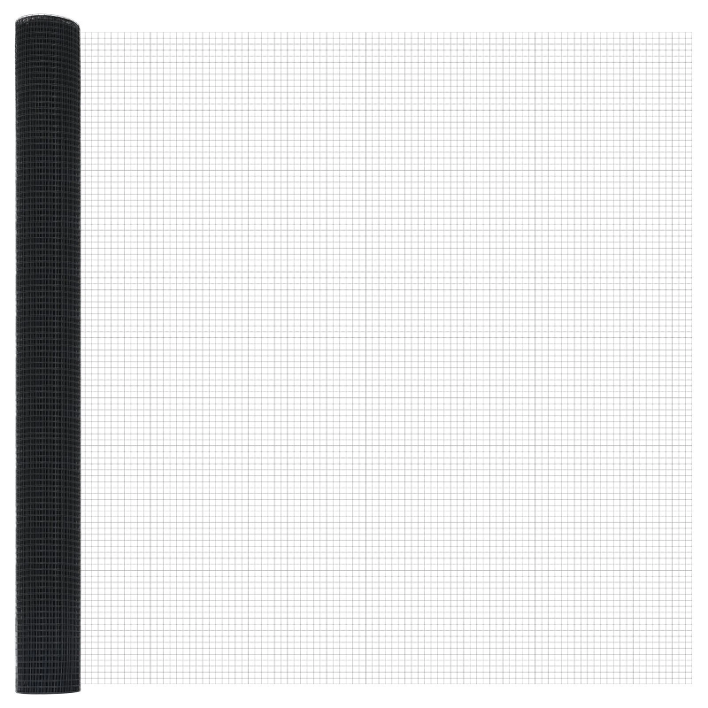 vidaXL Žogs ar stabu Pelēka 1,6 x 25 m Tērauds un PVC