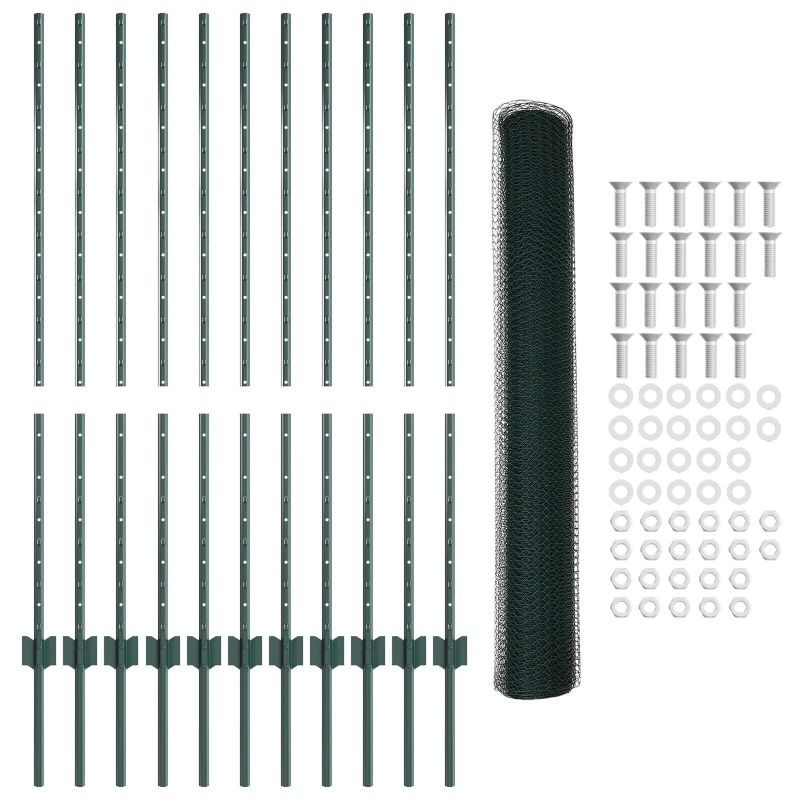 vidaXL Žogs ar stabu Zaļa 1,2 x 25 m Tērauds