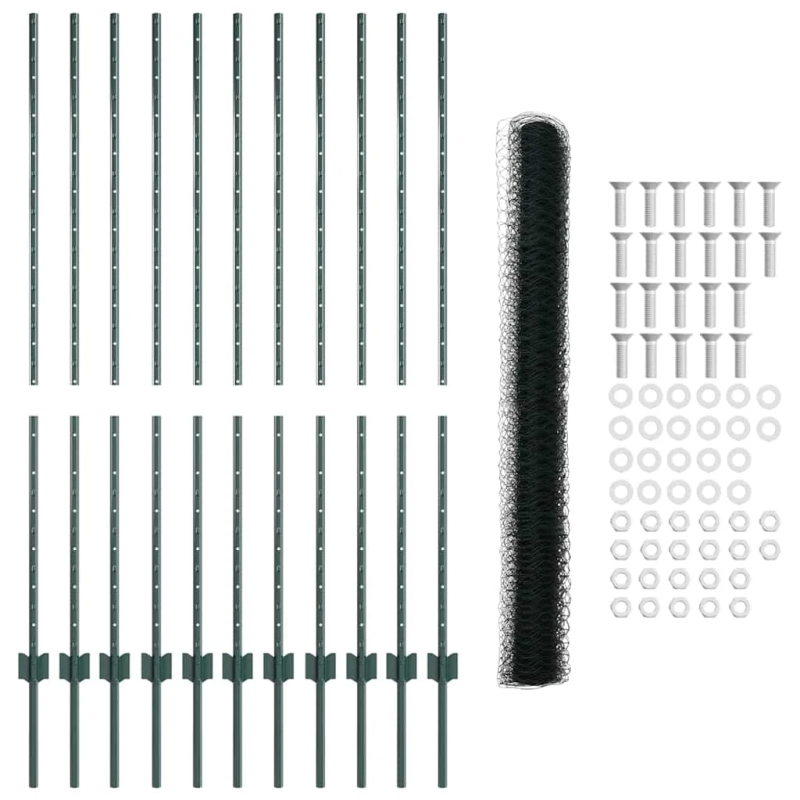 vidaXL Žogs ar stabu Zaļa 1,4 x 25 m Tērauds