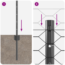 vidaXL Žogs ar stabu Pelēka 0,8 x 10 m Tērauds un PVC