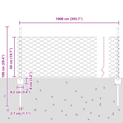 vidaXL Žogs ar stabu Sudraba 0,5 x 10 m Tērauds