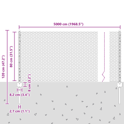vidaXL Žogs ar stabu Sudraba 0,8 x 50 m Tērauds