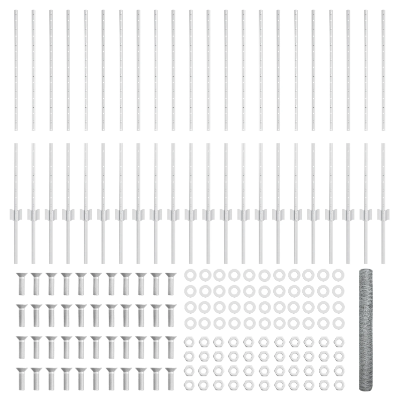 vidaXL Žogs ar stabu Sudraba 1 x 50 m Tērauds