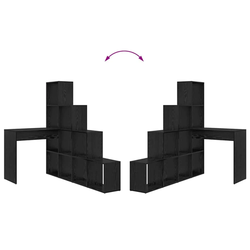 vidaXL Stūra rakstāmgalds Melns ozolkoks 101,5 x 149,5 x 149,5 cm