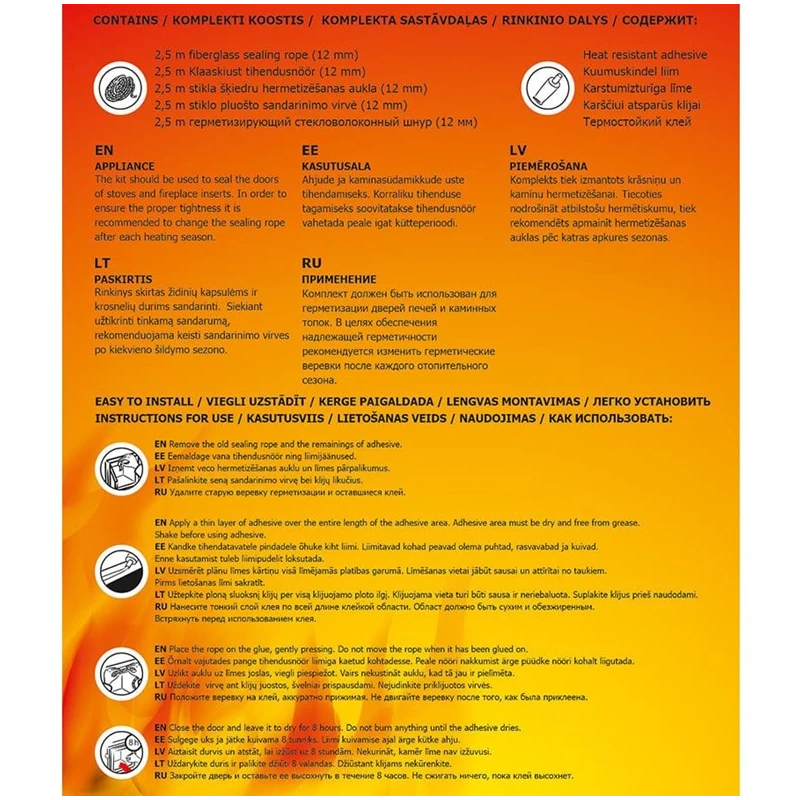 Virve keramisk. šķiedras 12mm 2,5m, līme