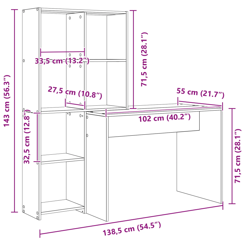 vidaXL Galds Dūmaka ozols 138,5 x 55 x 143 cm Inženierijas koks