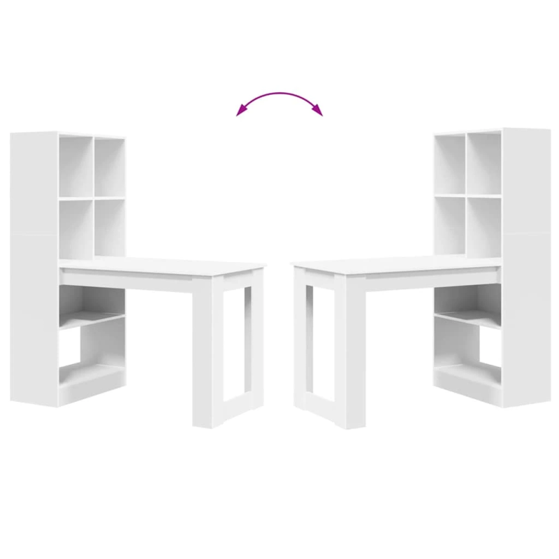 vidaXL Galds ar plauktu Balts 122 x 67 x 145 cm Inženierijas koks