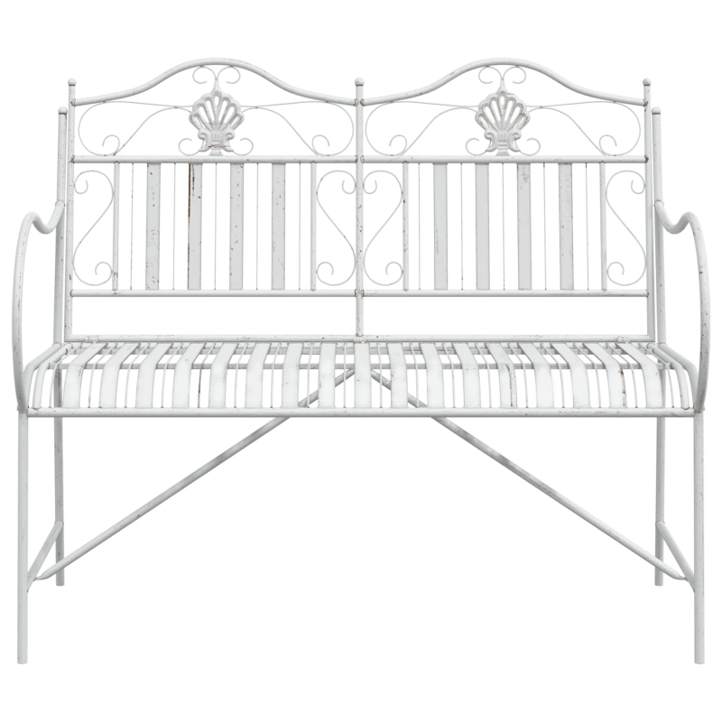 vidaXL Dārza sols Antīka balta 103,5 x 59 x 89 cm Tērauds