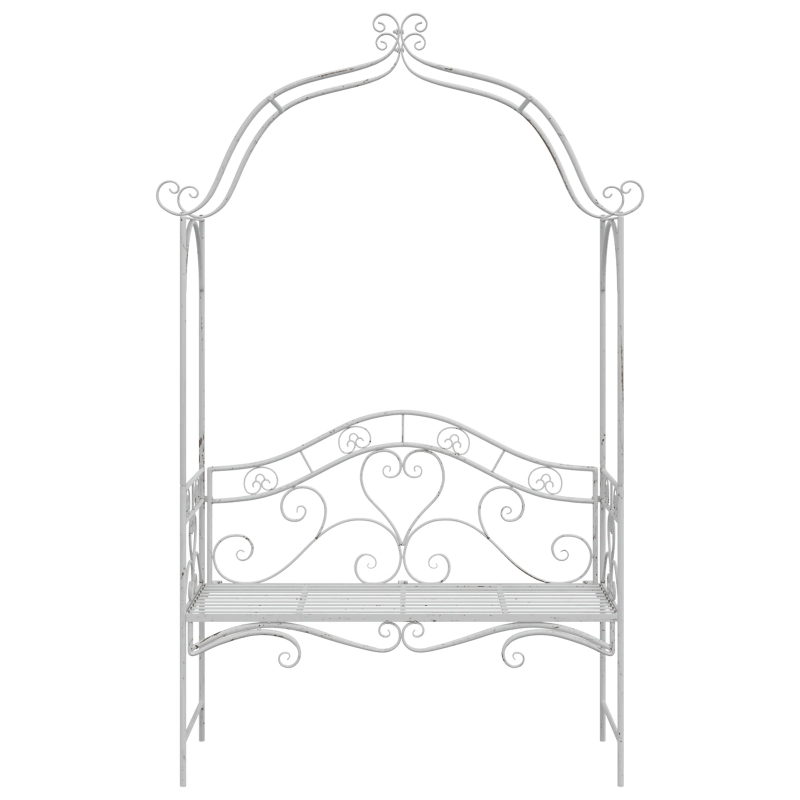 vidaXL Dārza sols Antīka balta 121 x 48 x 200 cm Tērauds