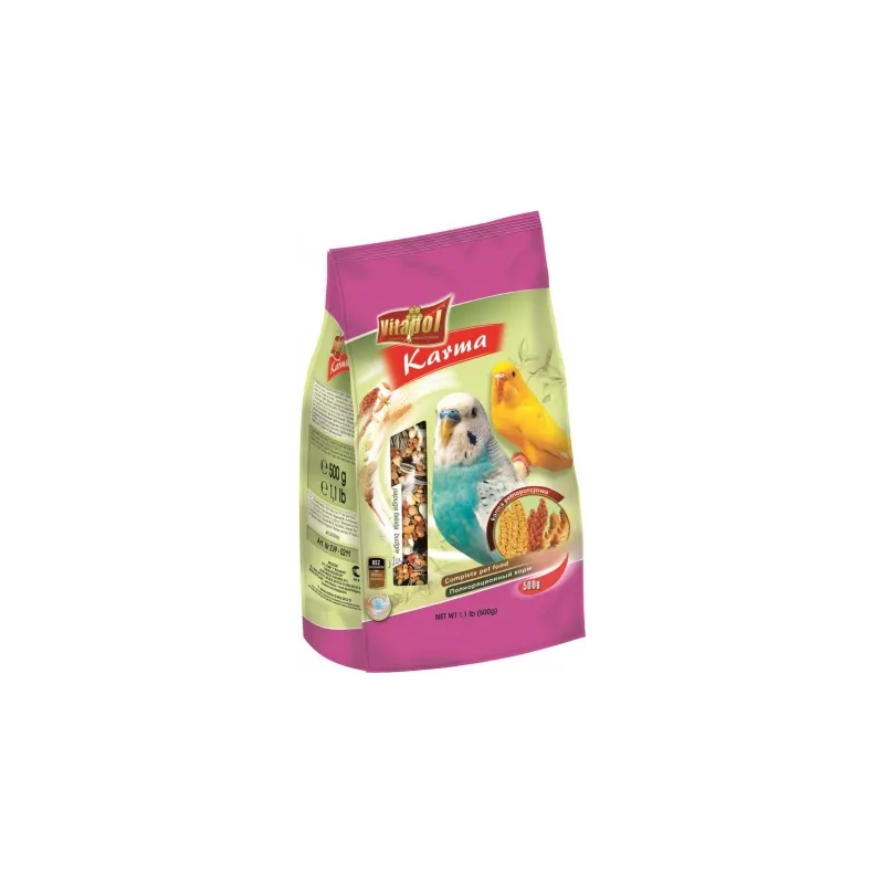 Vitapol STANDARD foil complete food for budgie 500g - pilnvērtīga barība viļņainajiem papagaiļiem.