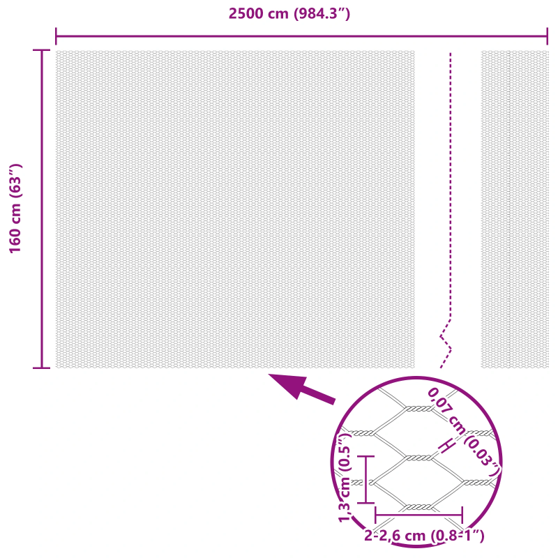 vidaXL Sešstūra žogs Pelēka 1,6 x 25 m PVC