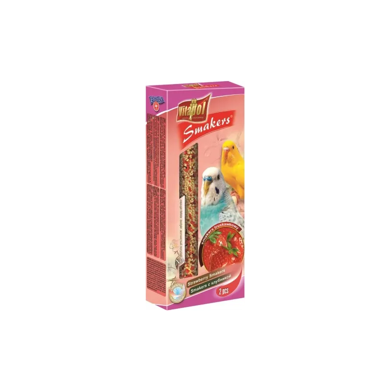 STANDARD Smakers strawberry for budgie 2pcs 90g - Vitapol nūjiņas ar zemenēm viļņainajiem papagaiļiem.