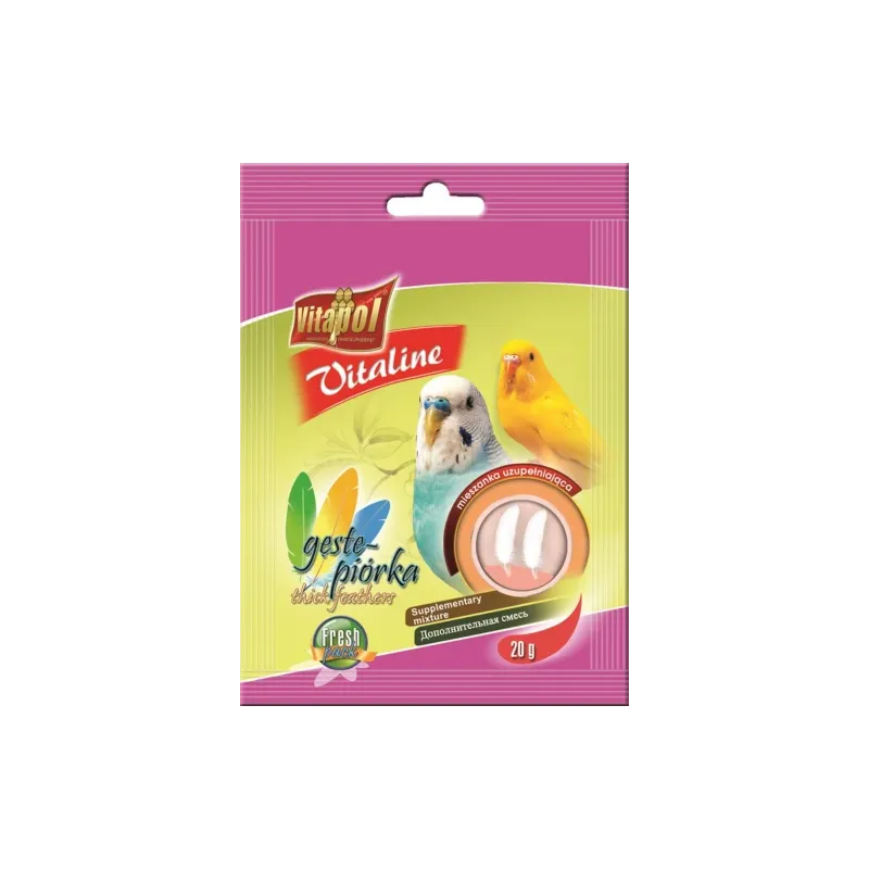 VITALINE Thick feathers supplementary mixture for budgie 20g - Vitapol Vitaline papildbarība viļņainajiem papagaiļiem spalvu