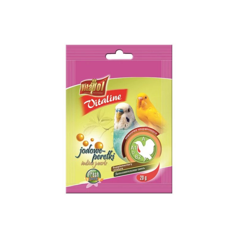 VITALINE Iodine pearls supplementary mixture for budgie 20g - Vitapol Vitaline joda pērlītes papildbarība viļņainajiem