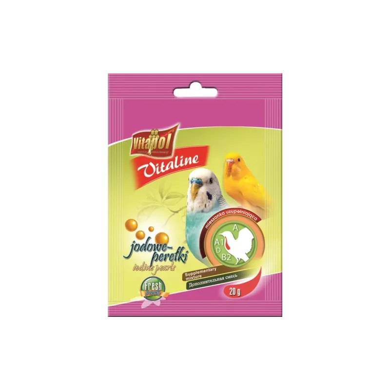 VITALINE Iodine pearls supplementary mixture for budgie 20g - Vitapol Vitaline joda pērlītes papildbarība viļņainajiem