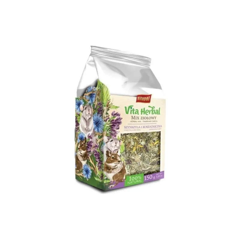 Vitapol VITA HERBAL for chinchila and degu, herbal mix 150 g - papildabtība, zāļu maisījums šinšillām un degu
