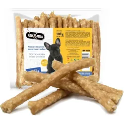 HAU & MIAU soft chicken sticks with rice 500g - papildbarība pieaugušiem suņiem, mīkstās vistas nūjiņas ar rīsiem