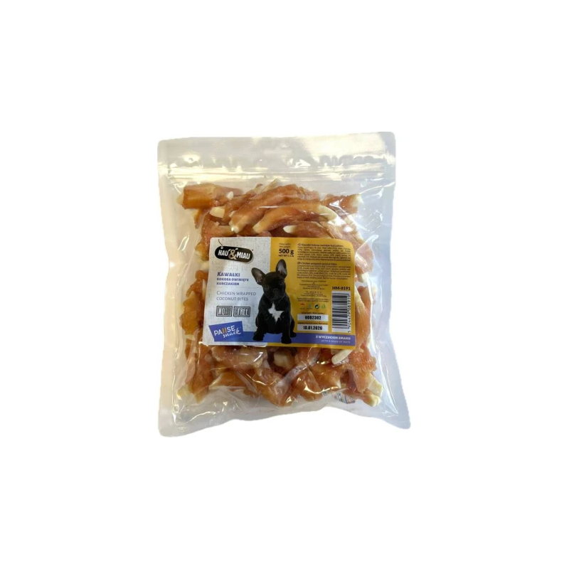 HAU & MIAU chicken wrapped coconut 500g - vistas gaļā ietīti kokosriekstu gabaliņi