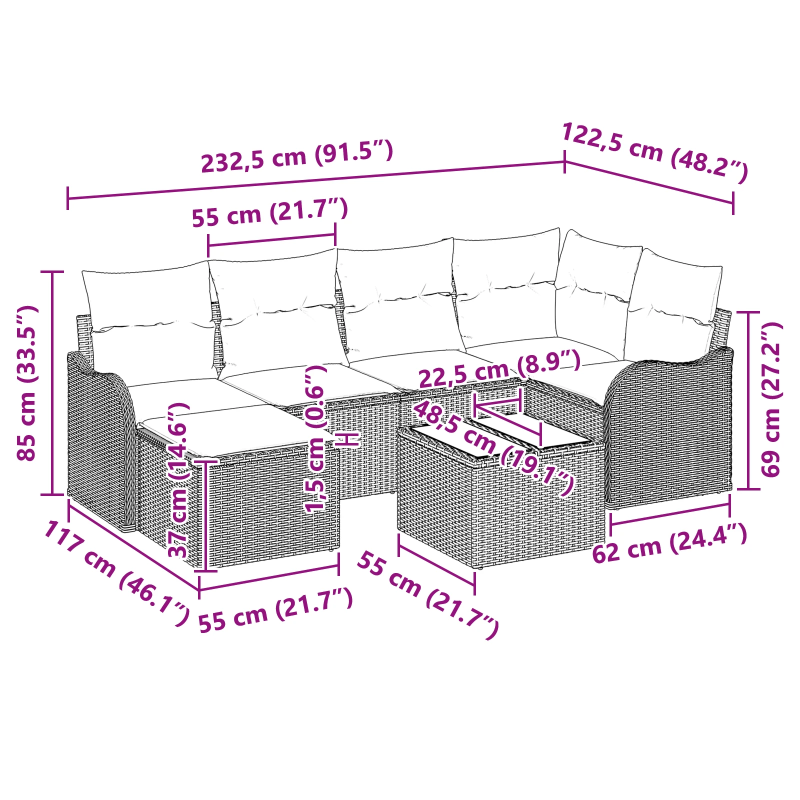 vidaXL Dārza dīvānu komplekts Bēša poliratāns