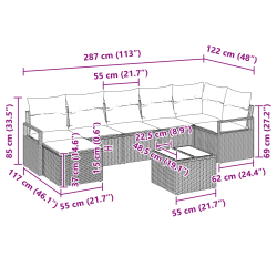 vidaXL Dīvānu komplekts ar spilvenu 8 pcs Melna poliratāns