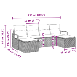 vidaXL Dīvānu komplekts 6 pcs Melna poliratāns