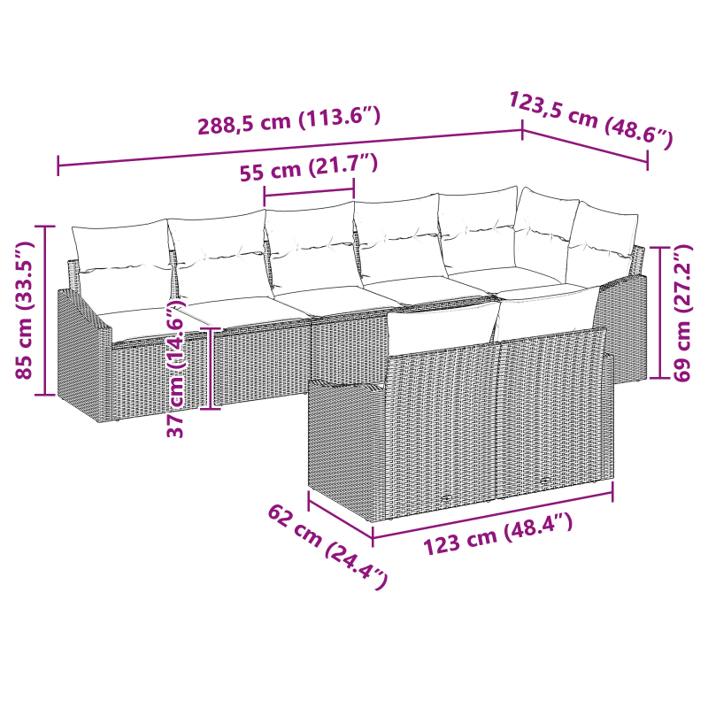 vidaXL Dīvānu komplekts ar spilvenu 8 pcs Gaiši pelēka poliratāns