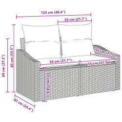 vidaXL Dīvānu komplekts ar spilvenu 9 pcs Pelēka poliratāns