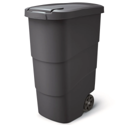 Atkritumu konteiners ar vāku un riteņiem 90L, antracīts