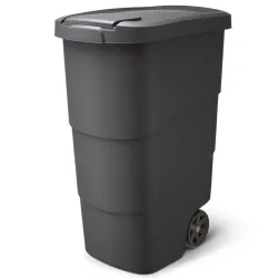 Atkritumu konteiners ar vāku un riteņiem 90L, antracīts