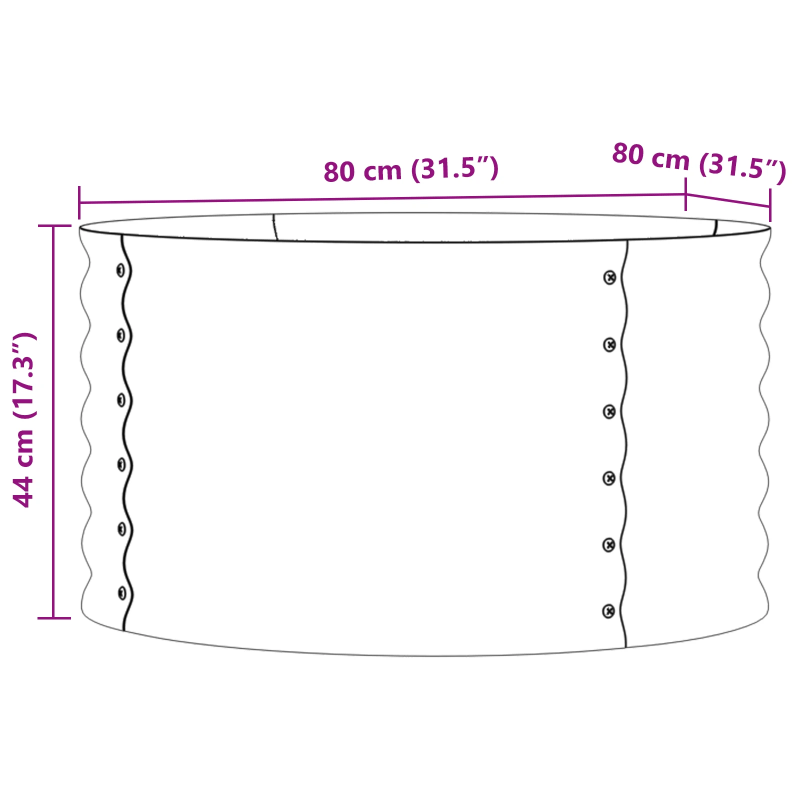 vidaXL Augstā puķu kaste Brūna 80 x 80 x 44 cm Tērauds