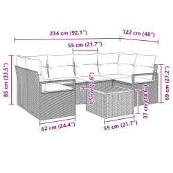 vidaXL Dārza dīvānu komplekts 7 pcs Bēša Poliūtu rotangpalma