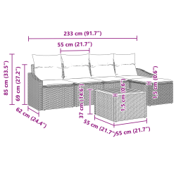 vidaXL Dārza dīvānu komplekts ar spilvenu 6 pcs Bēša poliratāns