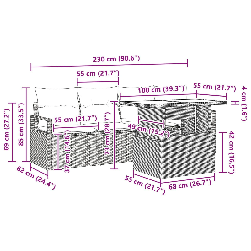 vidaXL Dīvānu komplekts ar spilvenu 5 pcs Bēša poliratāns