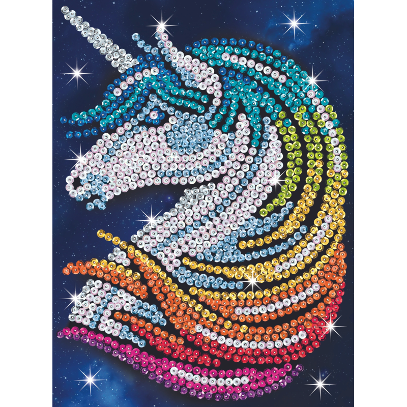 KITFIX Amatniecības komplekts Sequin Art Red spīdumiņu māksla, Vienradzis ar zvaigznītēm