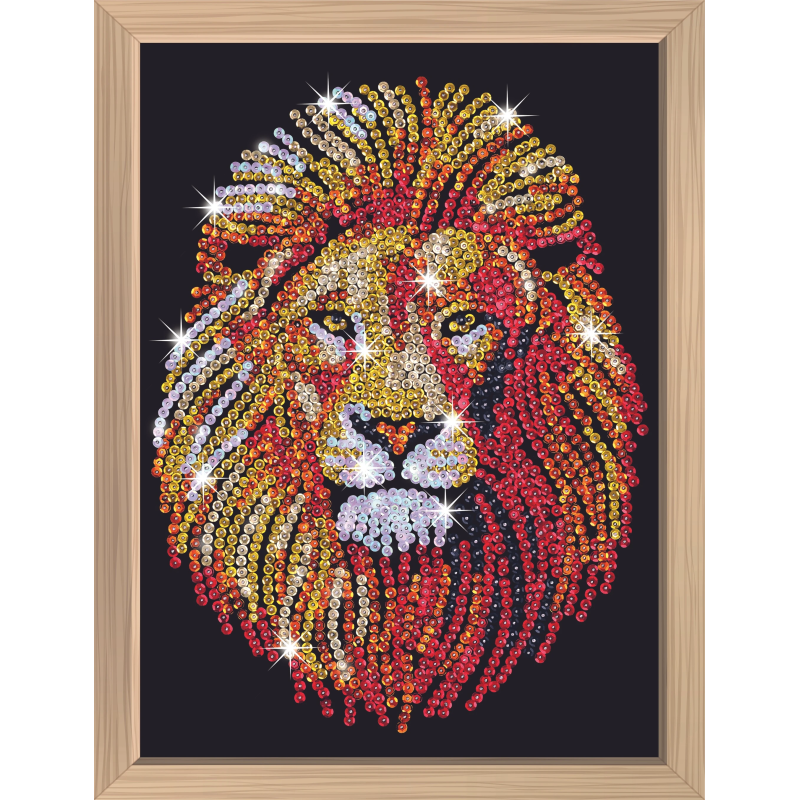 KITFIX Amatniecības komplekts Sequin Art Blue Premium spīdumiņu māksla, Lauva