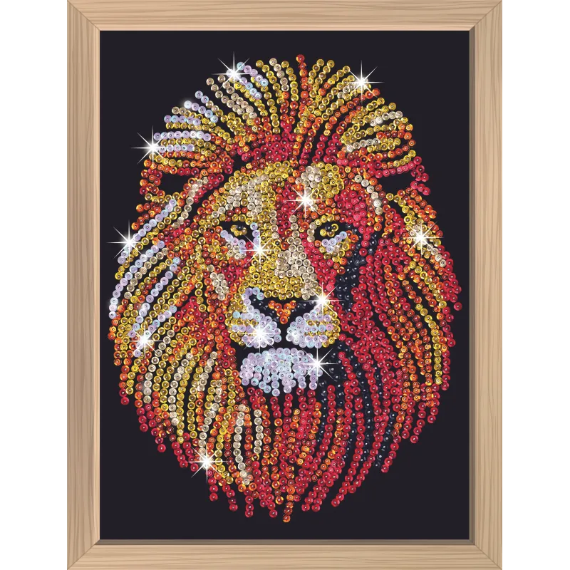 KITFIX Amatniecības komplekts Sequin Art Blue Premium spīdumiņu māksla, Lauva