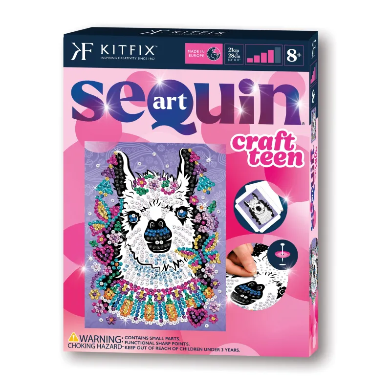 KITFIX Amatniecības komplekts Sequin Art Craft Teen spīdumiņu māksla, Lama