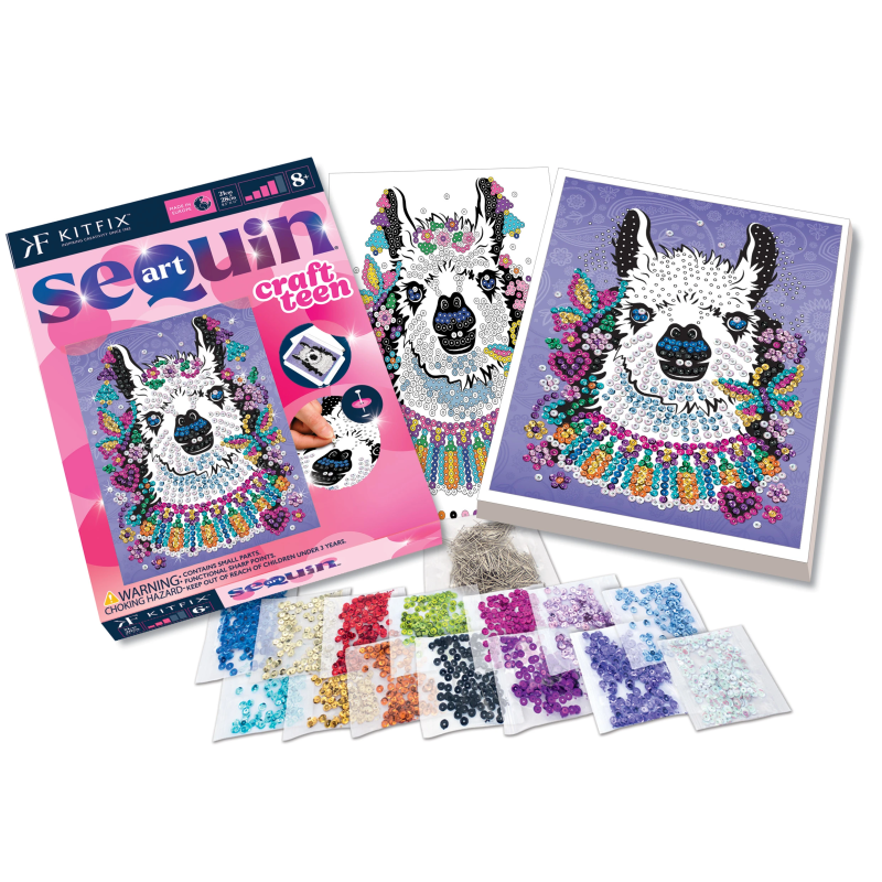 KITFIX Amatniecības komplekts Sequin Art Craft Teen spīdumiņu māksla, Lama