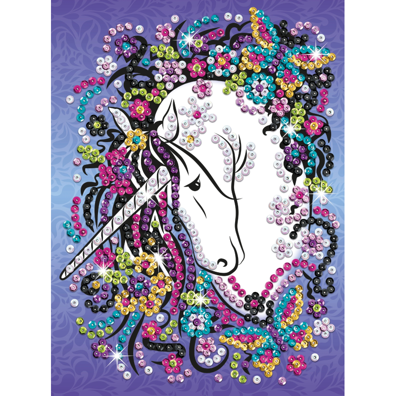 KITFIX Amatniecības komplekts Sequin Art Craft Teen spīdumiņu māksla, Vienradzis