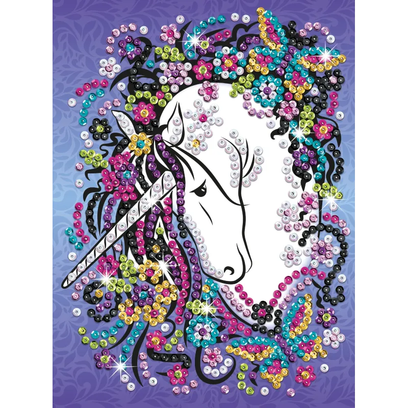 KITFIX Amatniecības komplekts Sequin Art Craft Teen spīdumiņu māksla, Vienradzis