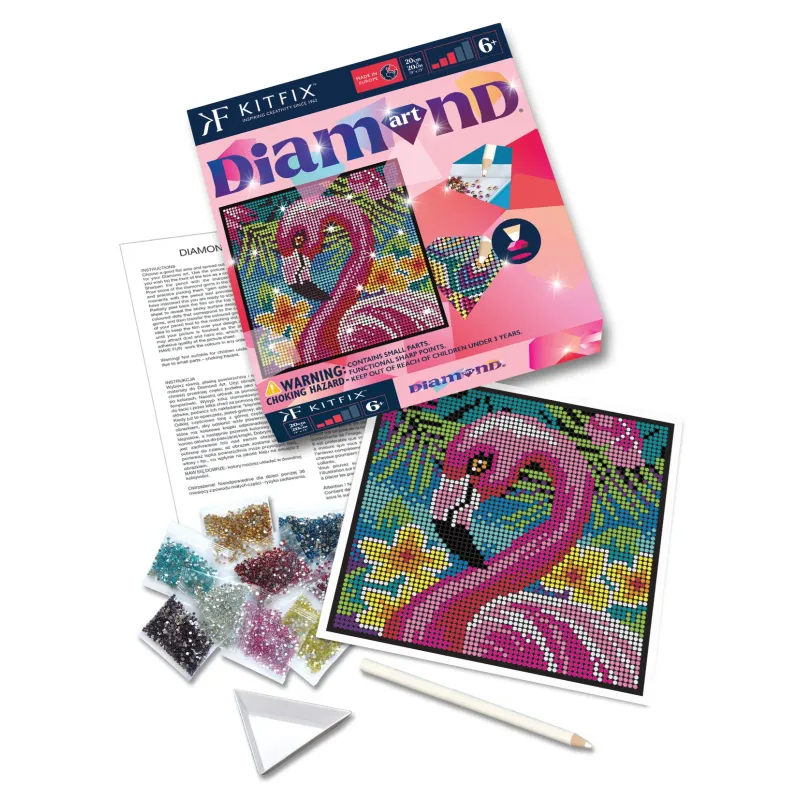 KITFIX Amatniecības komplekts dimantiņu māksla, Flamingo