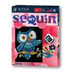 KITFIX Amatniecības komplekts Sequin Art Red spīdumiņu māksla, Pūce Ozzijs