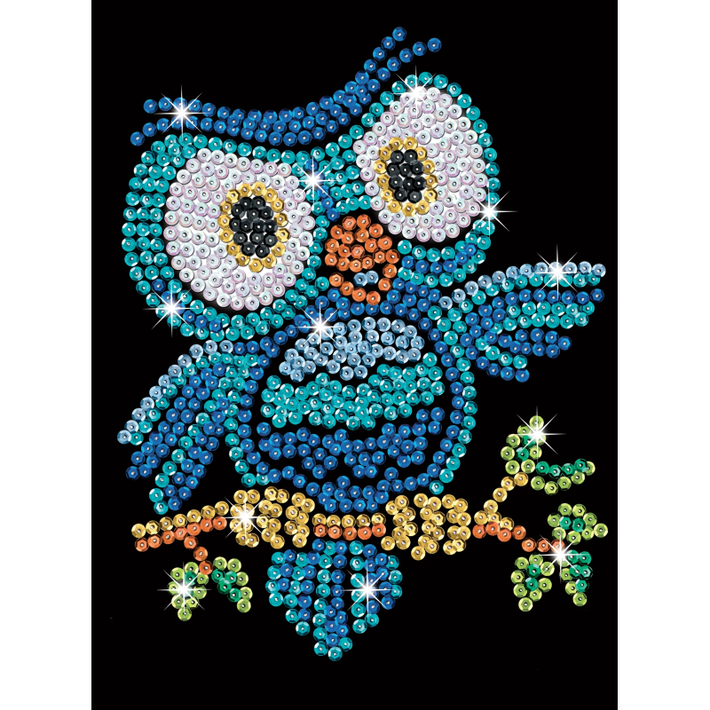 KITFIX Amatniecības komplekts Sequin Art Red spīdumiņu māksla, Pūce Ozzijs