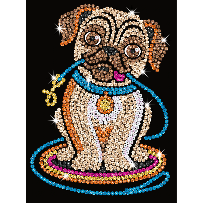 KITFIX Amatniecības komplekts Sequin Art Red spīdumiņu māksla, Mopsīte Lilija